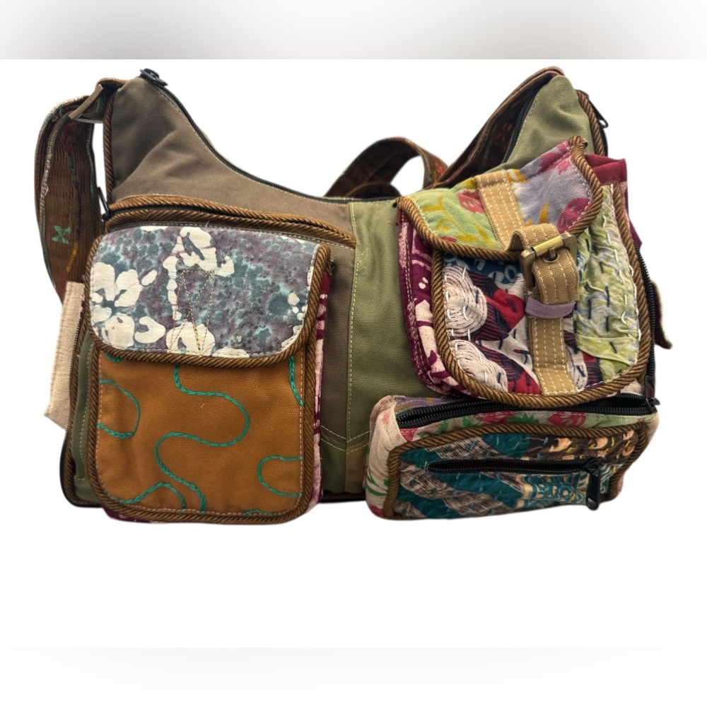 Blue Sky Multicolor Patchwork Multi Pocket Boho B… - image 2